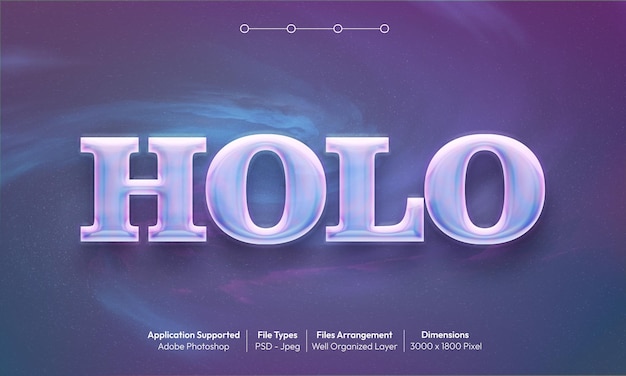 Efecto de texto holo con estilo de fuente 3D 04
