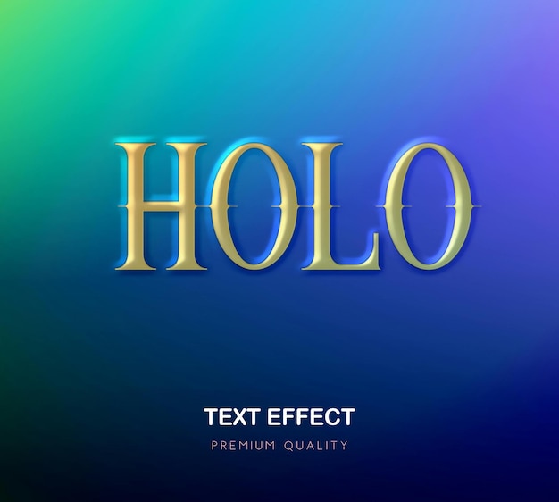 Efecto de texto holográfico dorado de calidad superior