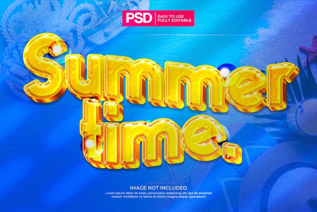 PSD efecto de texto de horario de verano azul 3d