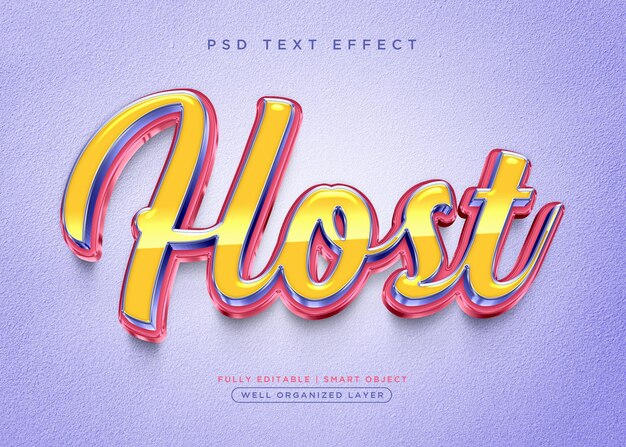 PSD efecto de texto de host de estilo 3d