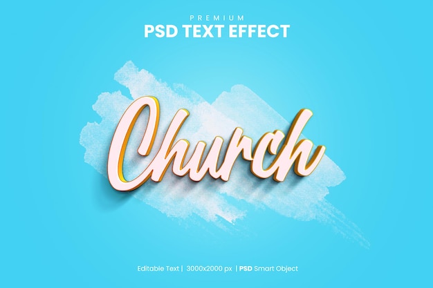 PSD efecto de texto de iglesia 3d