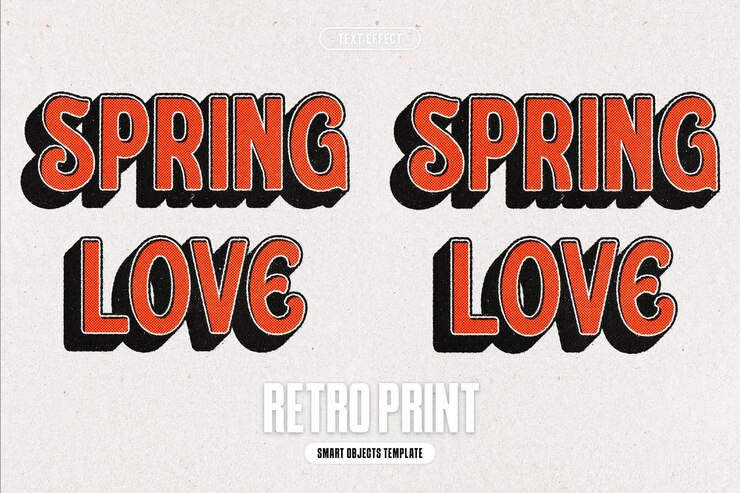 PSD efecto de texto de impresión retro para el cartel