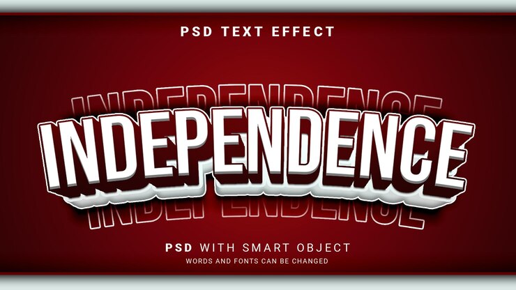 PSD efecto de texto de independencia