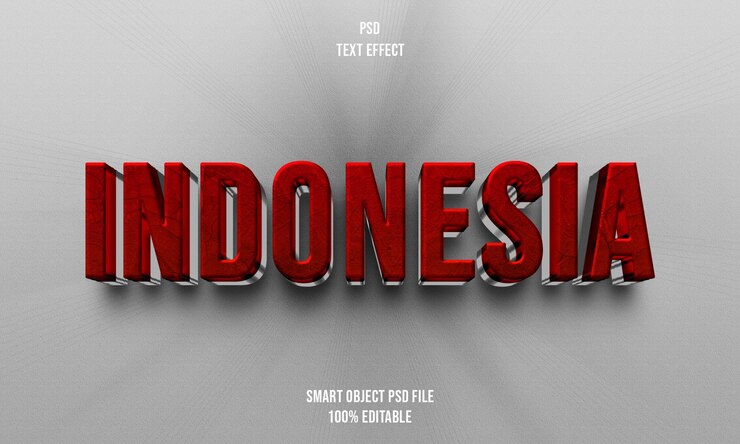 PSD efecto de texto de indonesia