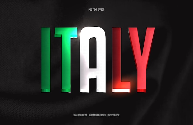 Efecto de texto italia en negrita 3d