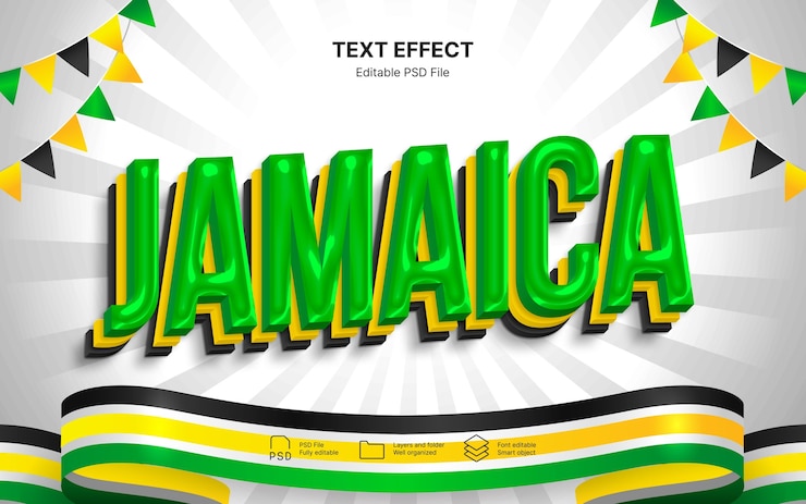 PSD efecto de texto de jamaica