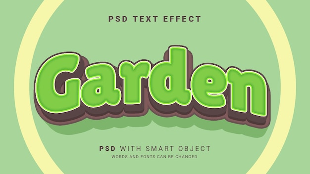 PSD efecto de texto de jardín 3d