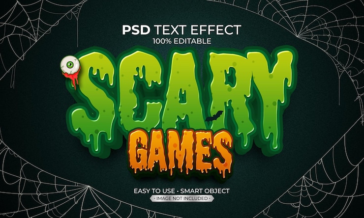 PSD efecto de texto de juego asustado