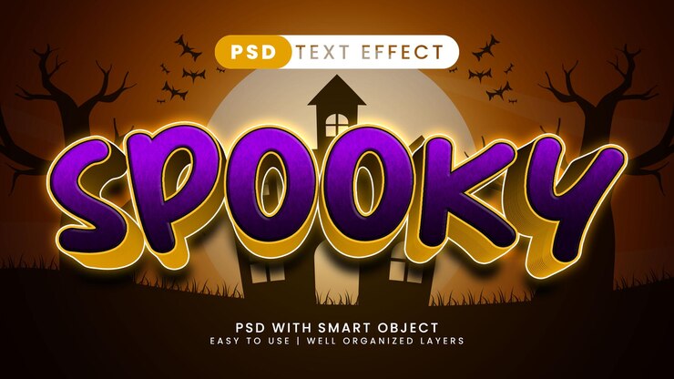 PSD efecto de texto de juego espeluznante con halloween y estilo de texto aterrador