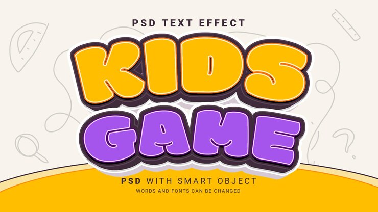 PSD efecto de texto de juego para niños