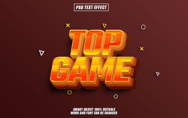 Efecto de texto de juego superior fuente tipografía editable texto 3D