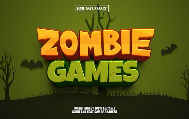 Efecto de texto de juego de zombies fuente tipografía editable texto 3D