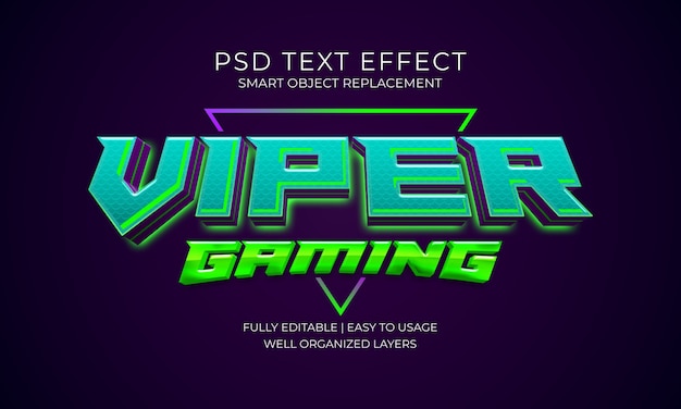 PSD efecto de texto de juegos viper