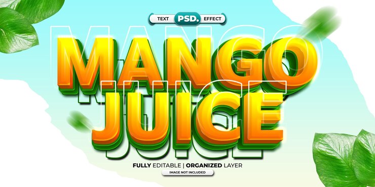 Efecto de texto de jugo de mango