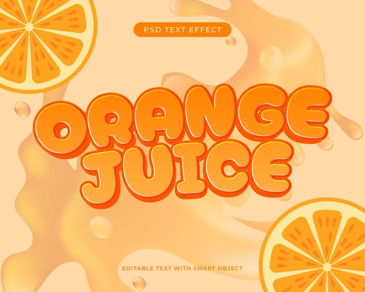 PSD efecto de texto de jugo de naranja