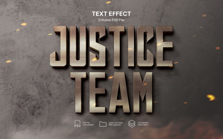 PSD efecto de texto de justicia