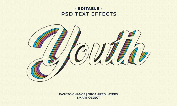PSD efecto de texto juvenil colorido moderno