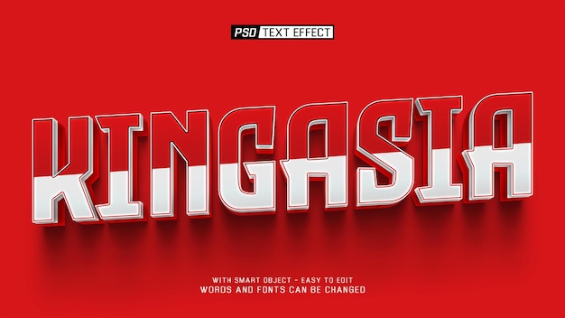 Efecto de texto KINGASTA en los colores de la bandera de Indonesia