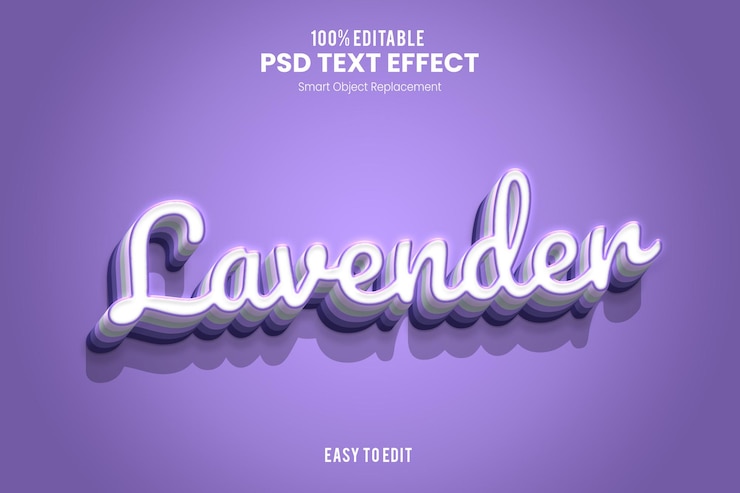 PSD efecto del texto de lavanda