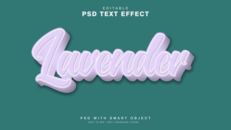 PSD efecto de texto lavanda