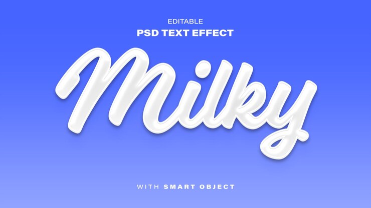 PSD efecto de texto lechoso con estilo 3d