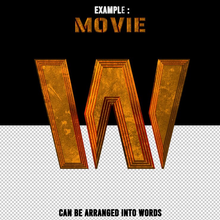 PSD efecto de texto letra w bronce