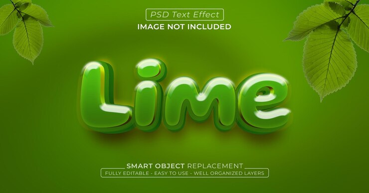 PSD efecto de texto de lima estilo 3d editable.
