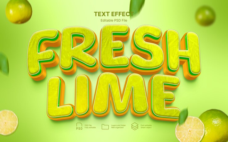PSD efecto de texto de limón fresco