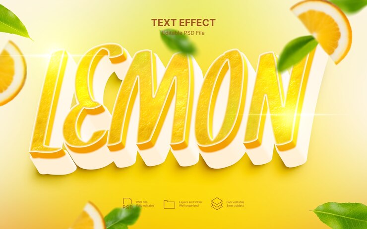 PSD efecto de texto de limón fresco