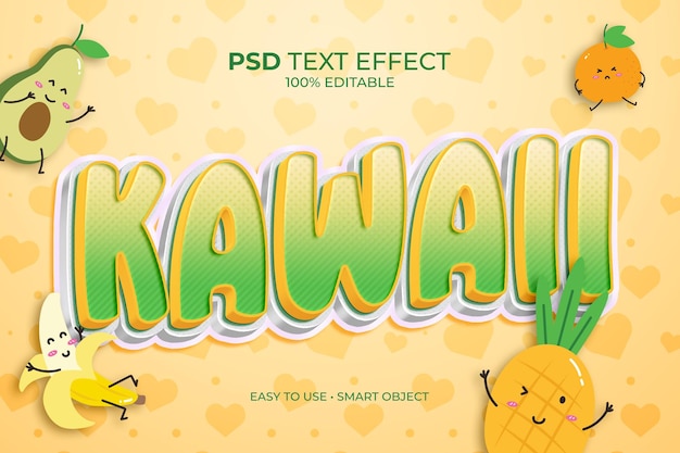 PSD efecto de texto lindo kawaii