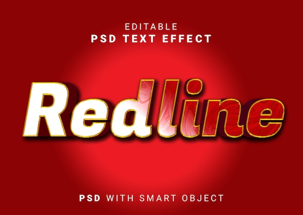 Efecto de texto de línea roja psd editable