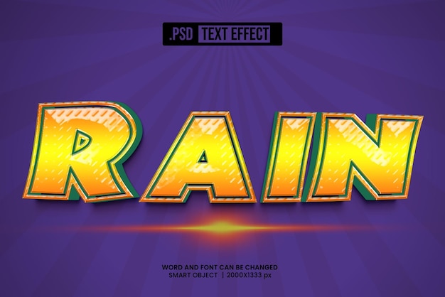 Efecto de texto de lluvia 3D editable