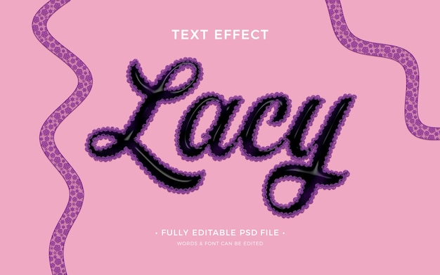 Efecto de texto de logo de crochet rosa