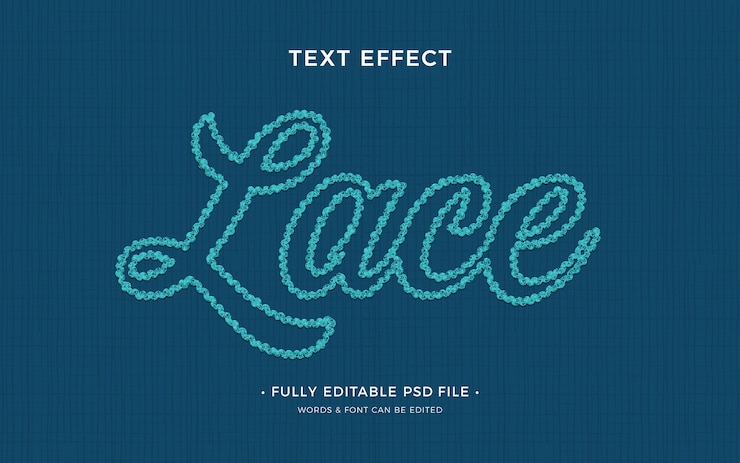 PSD efecto de texto de logotipo de crochet azul