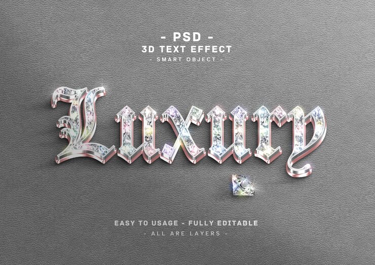 PSD efecto de texto de lujo estilo de diamante rosa 3d