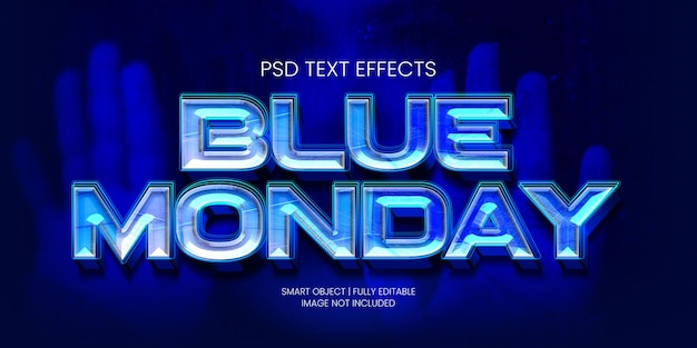 PSD efecto de texto de lunes azul