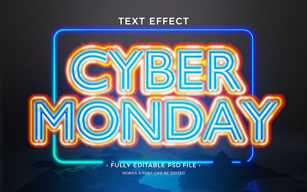 Efecto de texto del lunes cibernético
