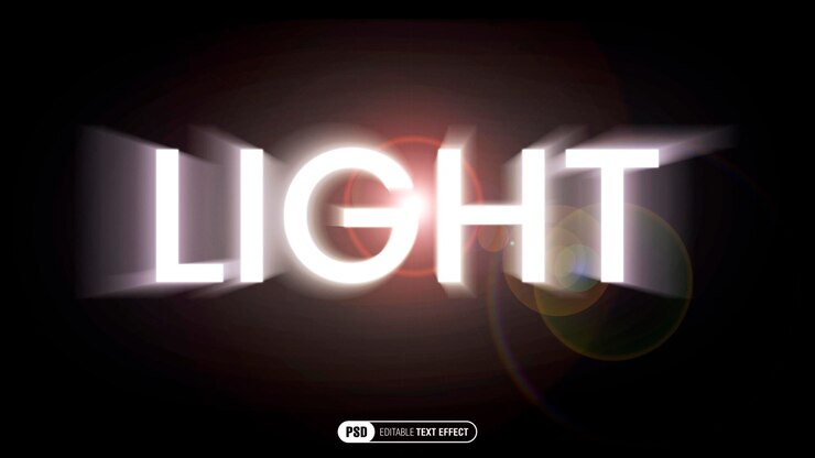 PSD efecto de texto de luz brillante