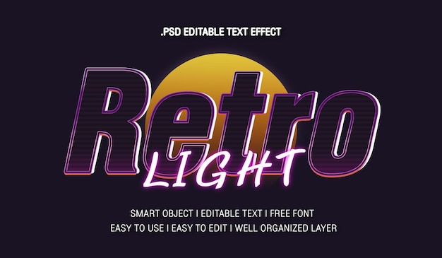Efecto de texto de luz retro