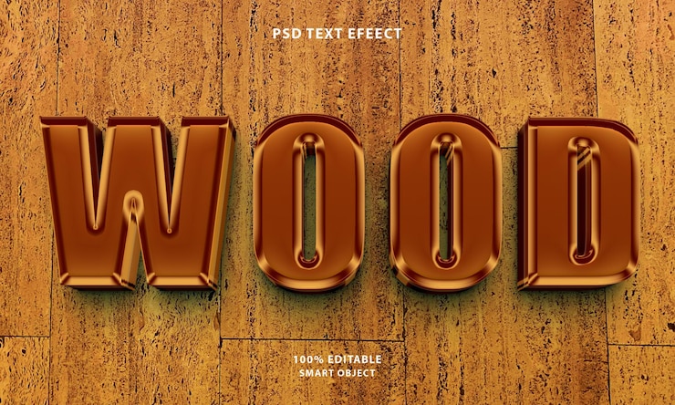 PSD efecto de texto de madera psd libre
