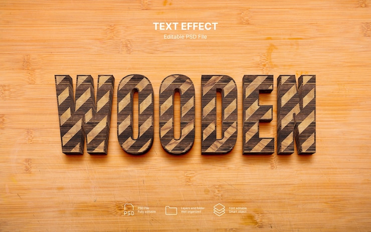 PSD efecto de texto de madera