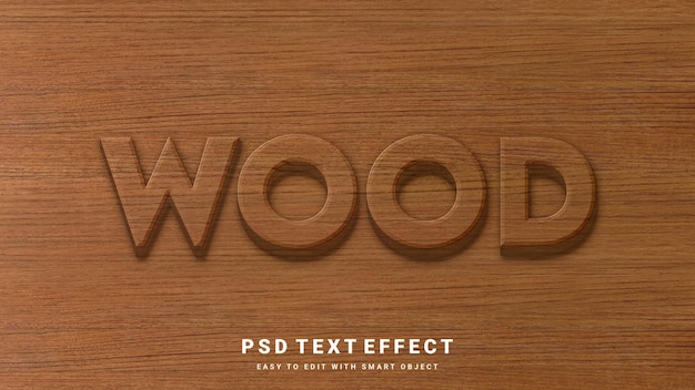 PSD efecto de texto de madera