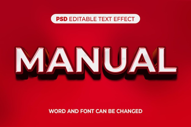 Efecto de texto manual rojo 3d