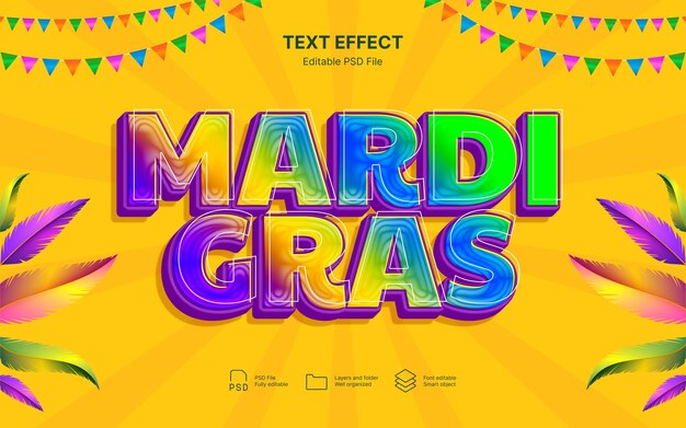 Efecto de texto de mardi gras