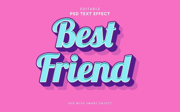 PSD efecto de texto del mejor amigo