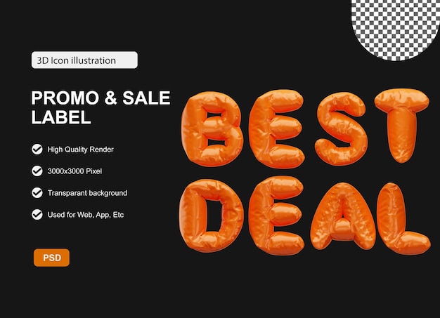 Efecto de texto de la mejor oferta de PSD