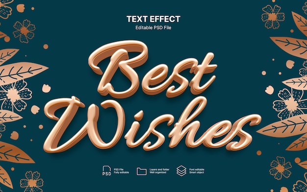 Efecto de texto de los mejores deseos