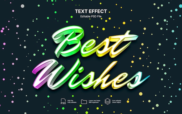 Efecto de texto de los mejores deseos