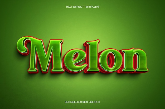 Efecto de texto de melón tipografía 3D verde y roja