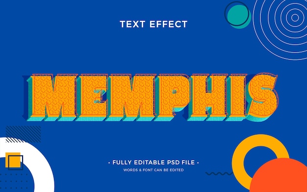 PSD efecto de texto memphis